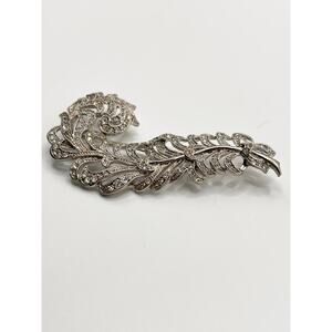 Vintage KJL (Kenneth J Lane) rhinestone feather brooch for Nina Ricci